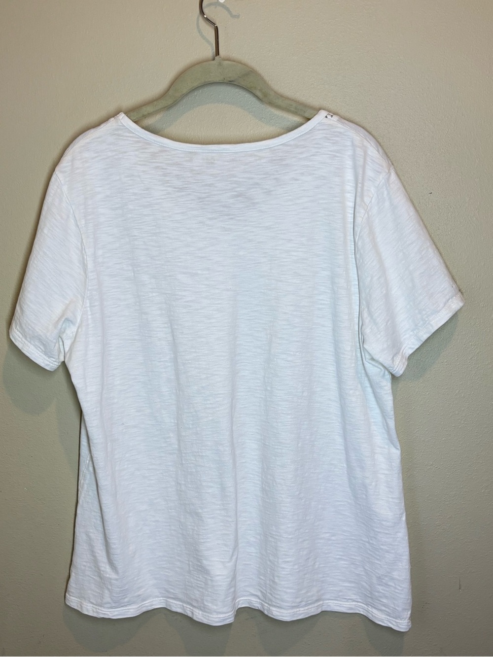 Coldwater Creek White V-Neck Tee with Decorative Trim, 100% cotton - Picture 2 of 6